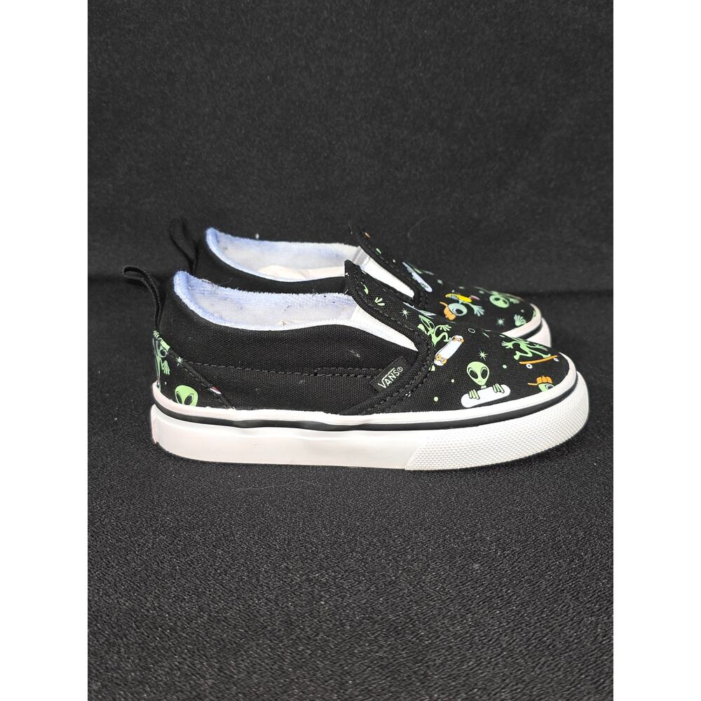 Vans Classic Slip On V Cosmic Cruisers Toddler Shoes Size 7 Black Green